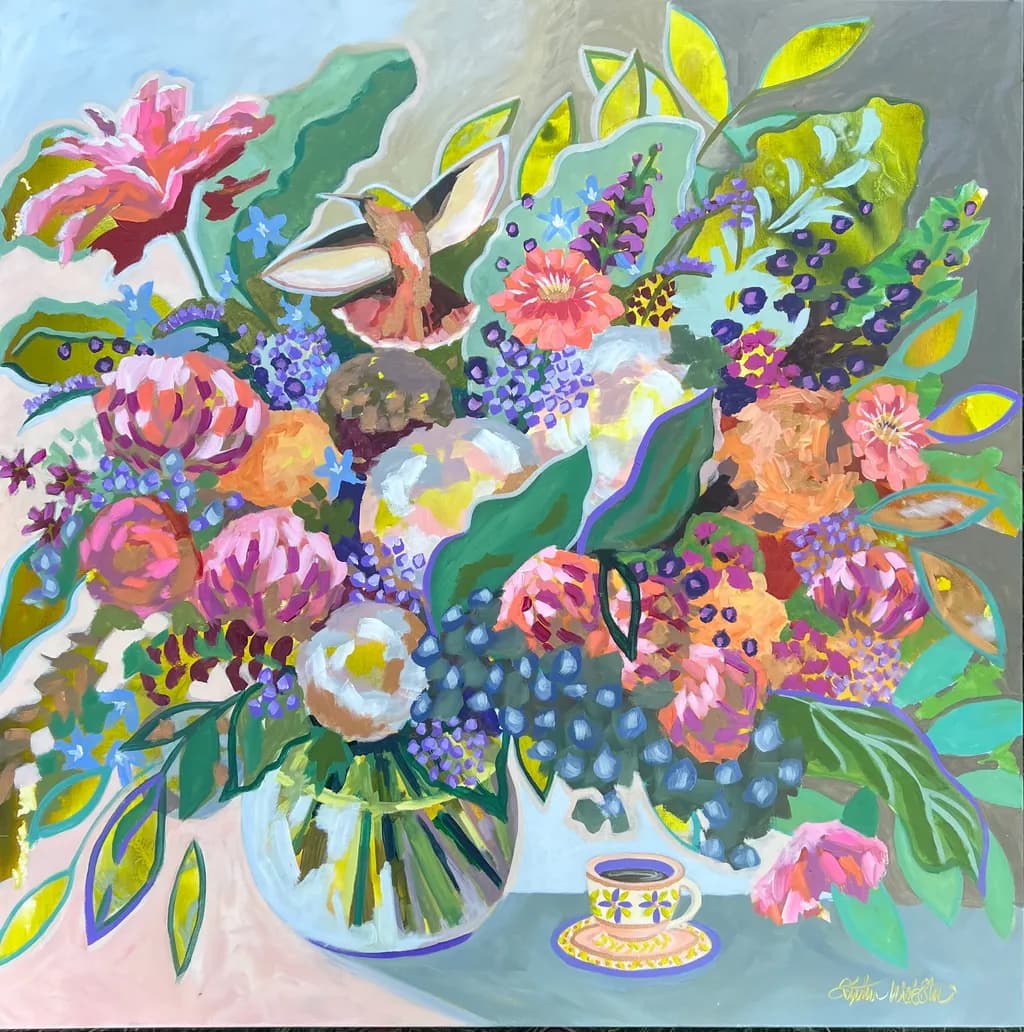 Hummingbird Among Blooms