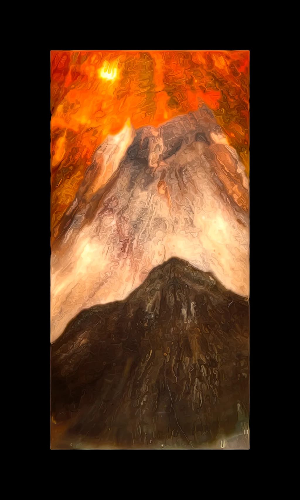 Eruption of Passion: A Fiery Dance of Mountains and Sky