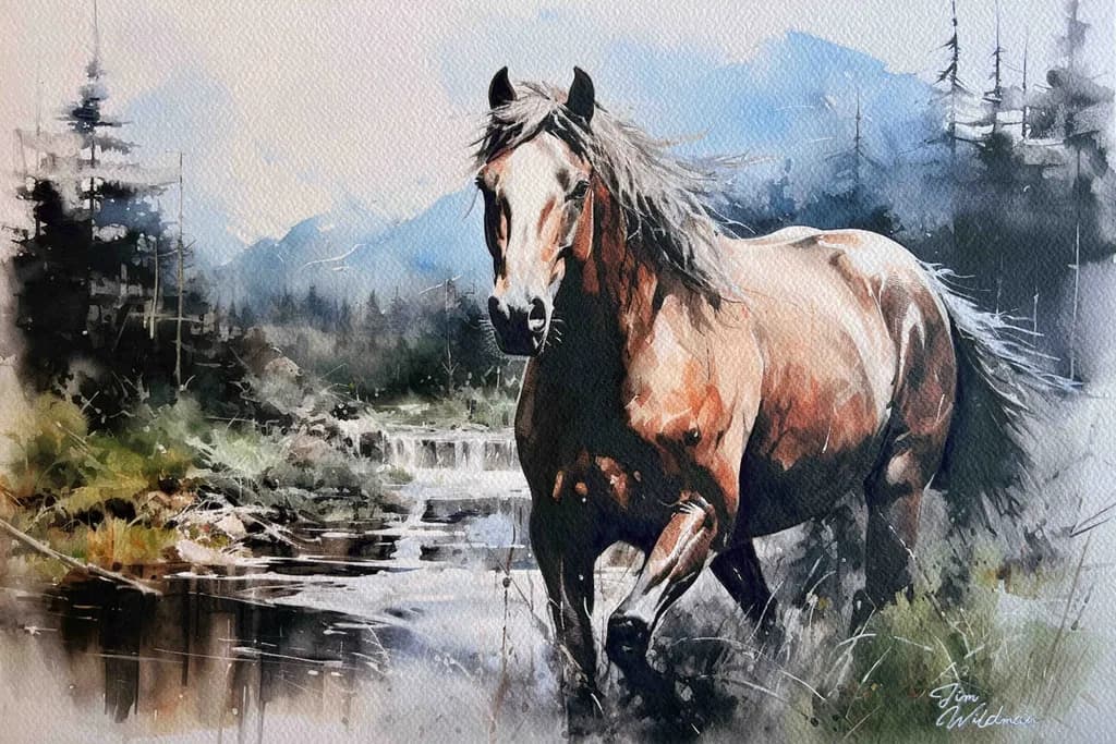 Galloping Grace: A Majestic Horse in Nature's Embrace