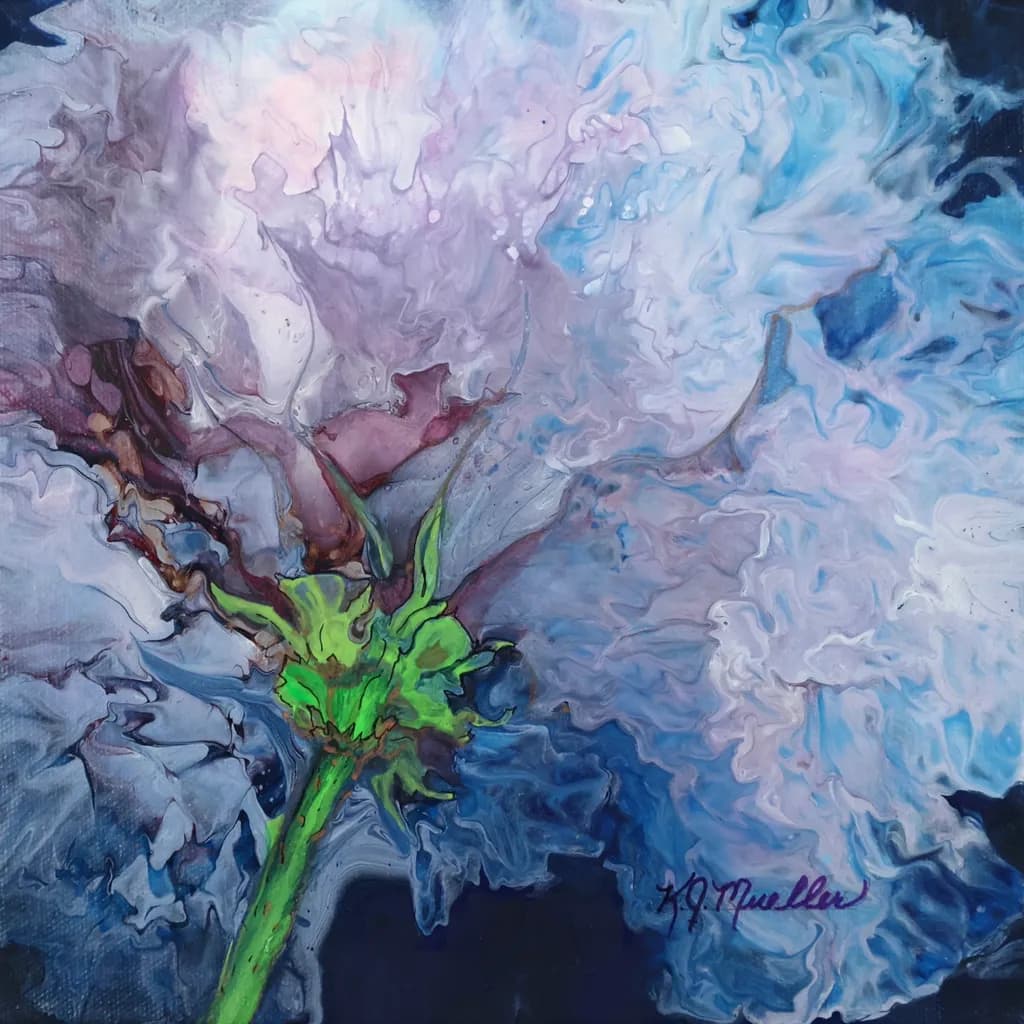 Blue Bloom Fluid Art