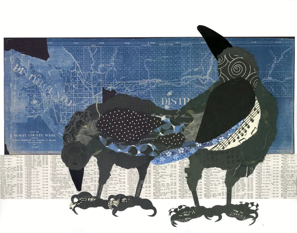Whimsical Birds on a Vintage Map: A Fusion of Nature and Cartography