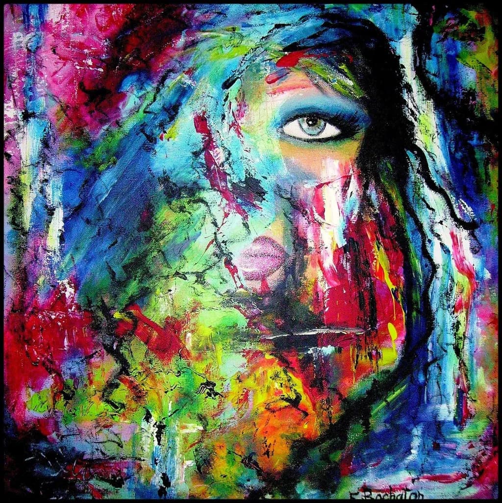 Vibrant Emotions: An Abstract Portrait of Colorful Expression