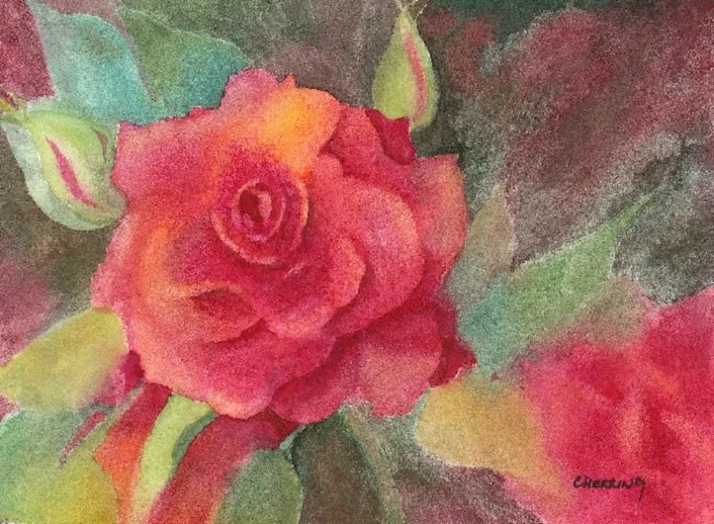 Vibrant Rose Symphony: A Watercolor Celebration of Nature's Beauty