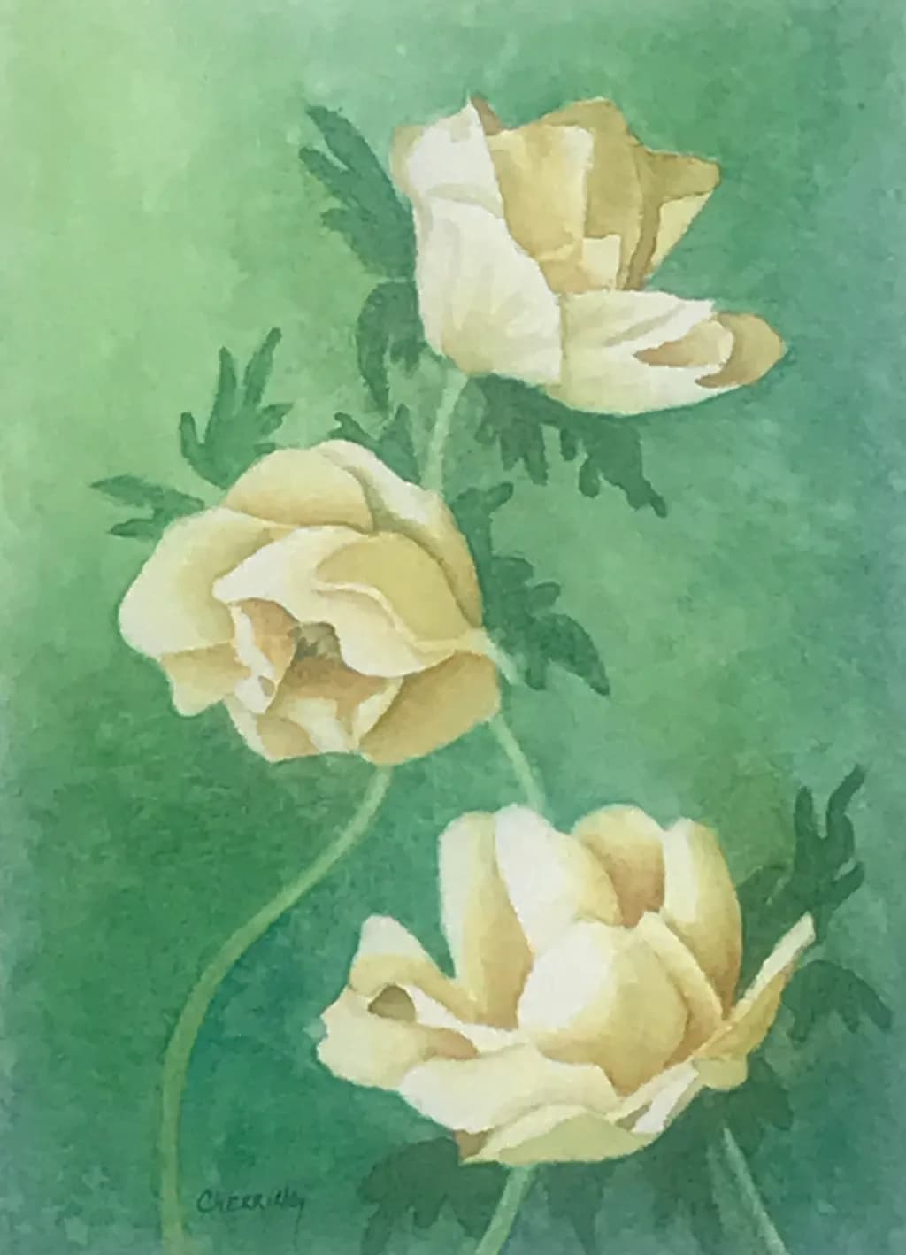 Golden Blossoms: A Serene Watercolor Journey Through Nature's Beauty