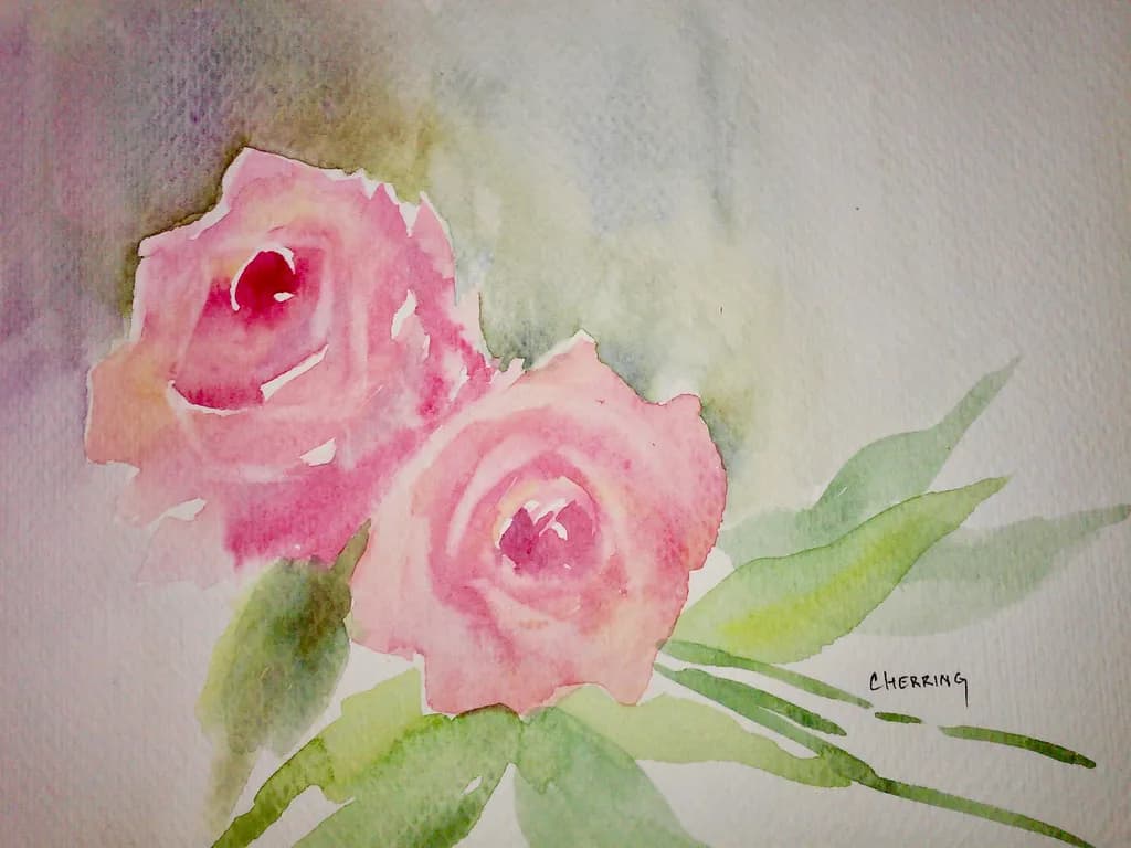 Whispers of Pink: A Delicate Watercolor Rose Bouquet
