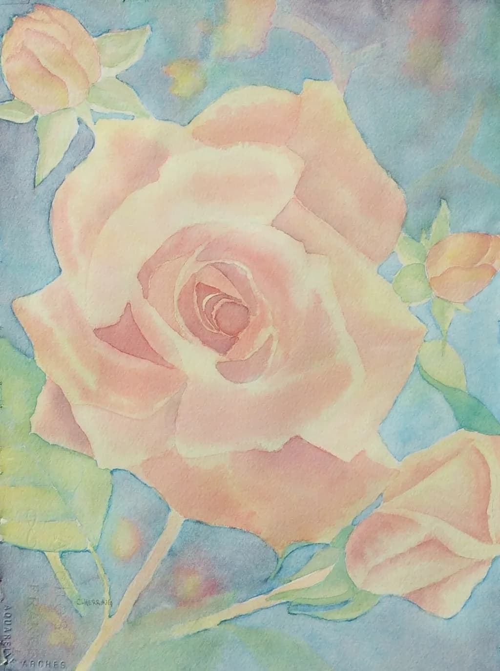Whispers of Spring: A Delicate Watercolor Rose Bouquet in Soft Pastels