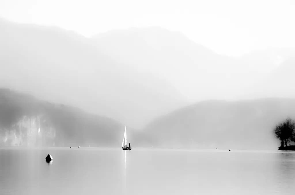 Whispers of Serenity: A Sailor's Journey Through Misty Waters