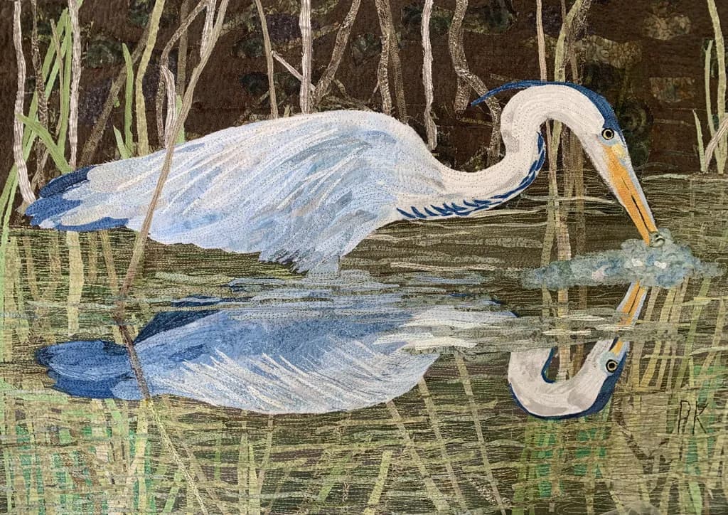 Serenity in Reflection: A Heron's Dance on Water's Surface