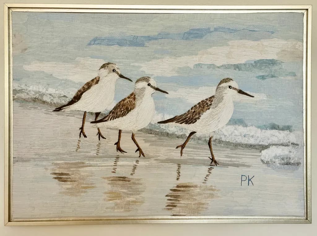 Seaside Stroll: Elegant Shorebirds in Tranquil Waterscape