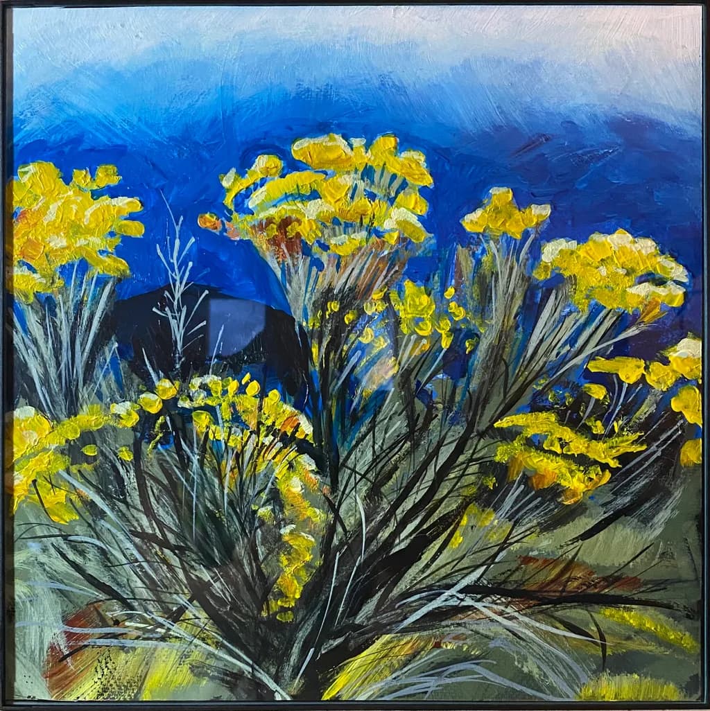 Yellow Blooms on Blue