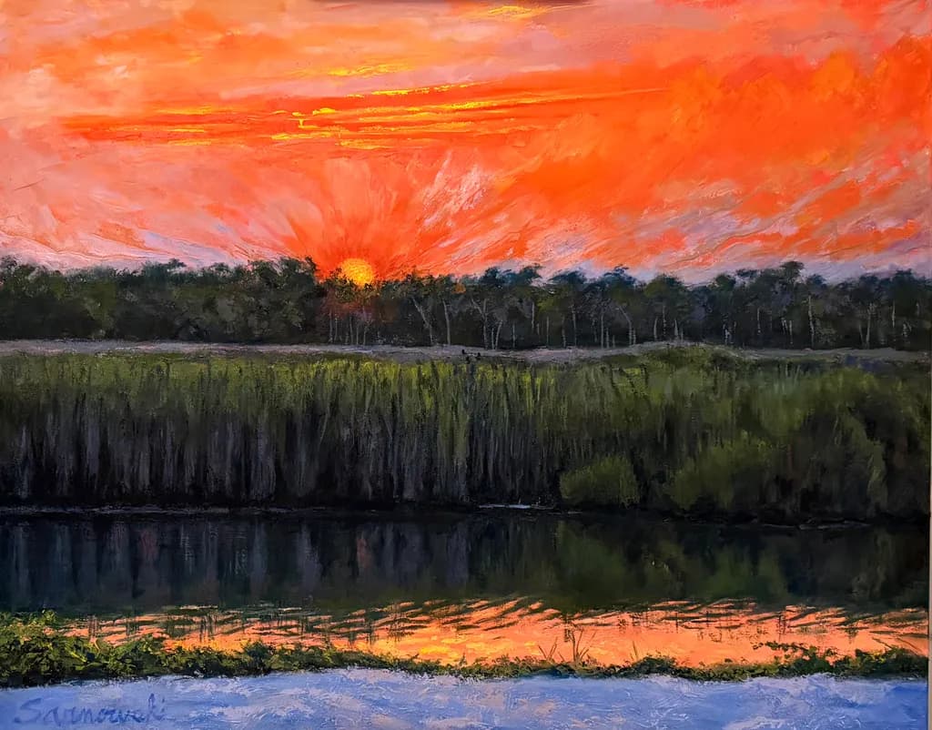 Crimson Dusk Reflection