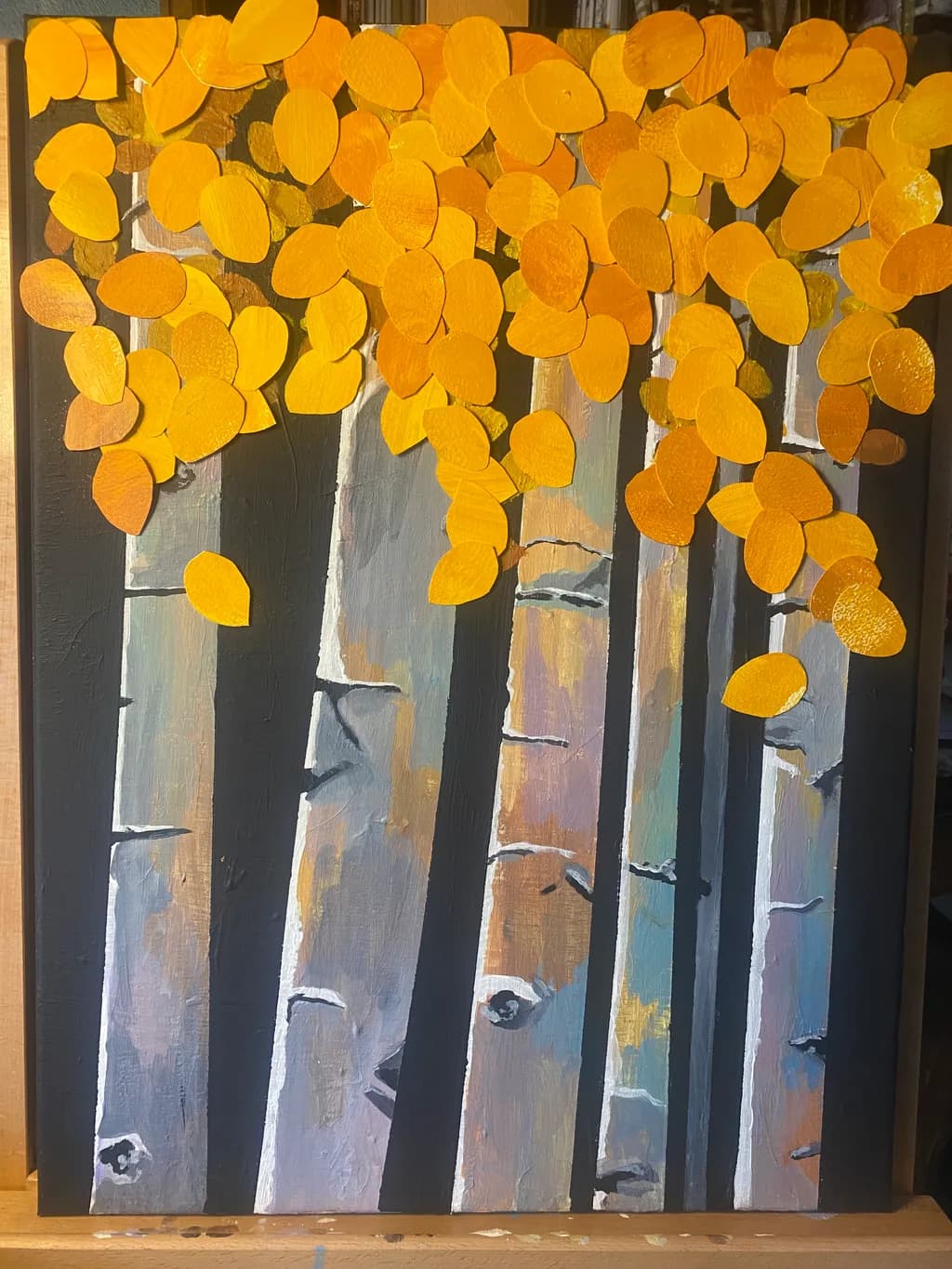 Golden Canopy: A Dance of Autumn Leaves Among Birch Trees