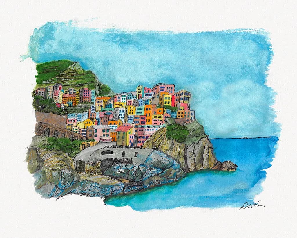 Vibrant Coastal Village: A Colorful Journey Through Mediterranean Charm