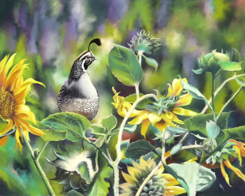 Whispers of Nature: A Quail Amidst Sunflowers