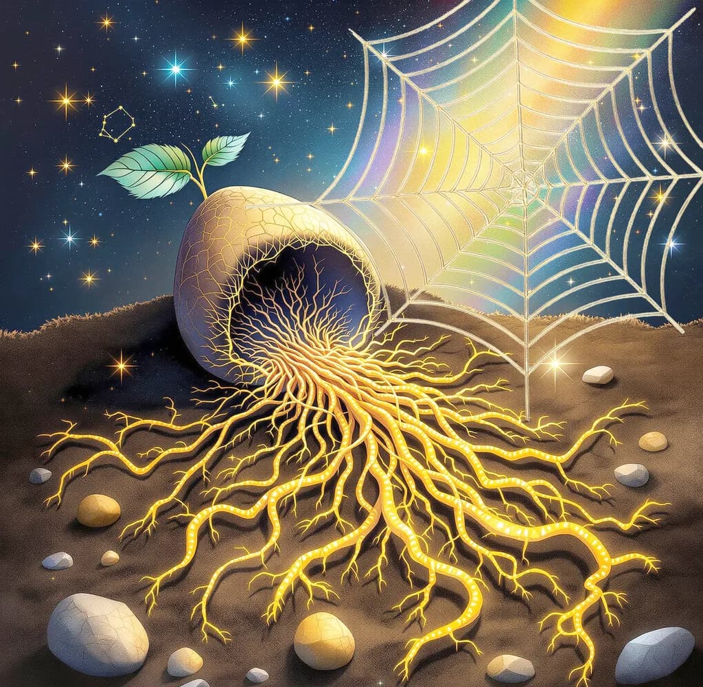 Whispers of Growth: A Cosmic Journey Through Roots and Stars
