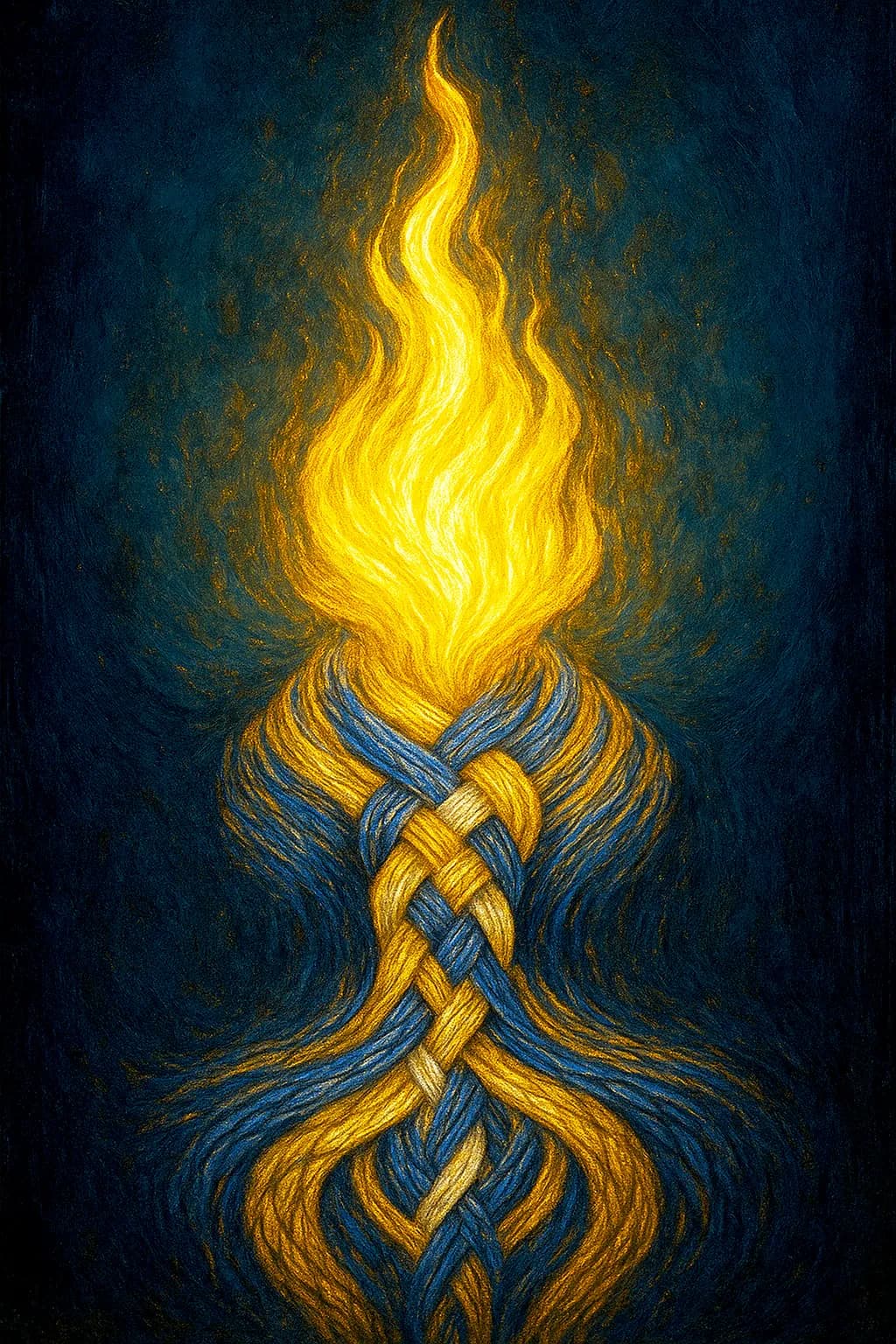 Radiant Threads: Weaving Light and Color into a Dance of Flame