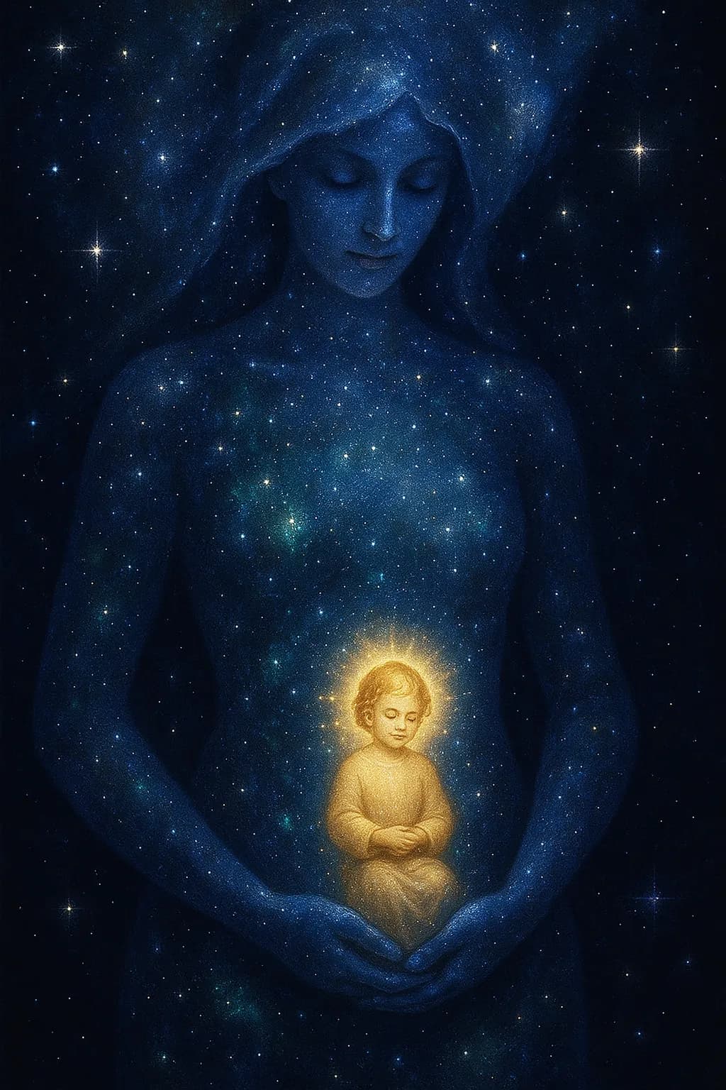 Celestial Embrace: A Serene Journey Through Maternal Light