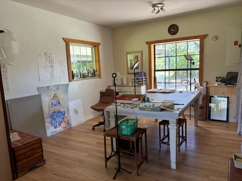 I have a beautiful and spacey studio in my house. My favorite place to enter a creative, healing and relaxing space.