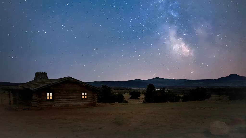 Milky Way Sky Over Cabin