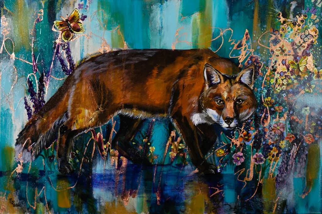 Whispers of the Wild: A Fox's Journey Through Blossoms and Butterflies