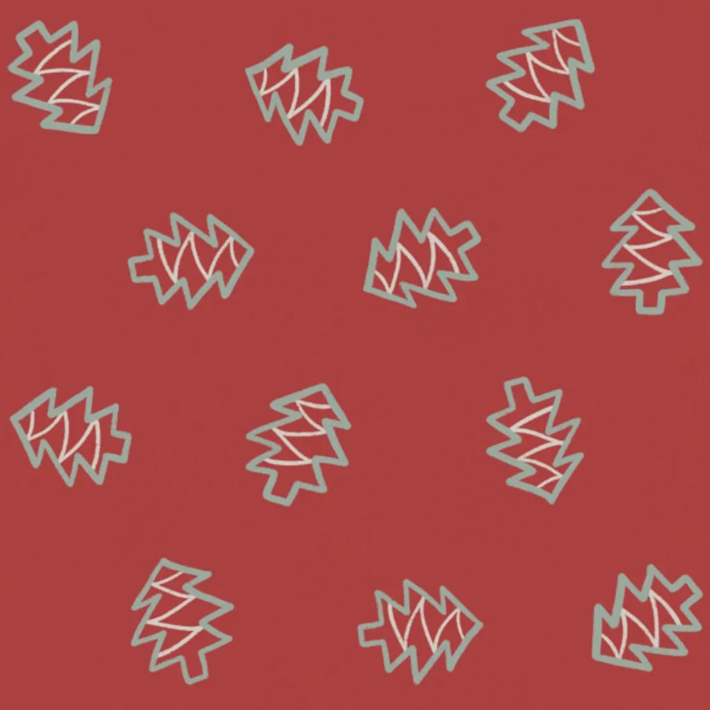 Warm Red Field of Ditsy Trees