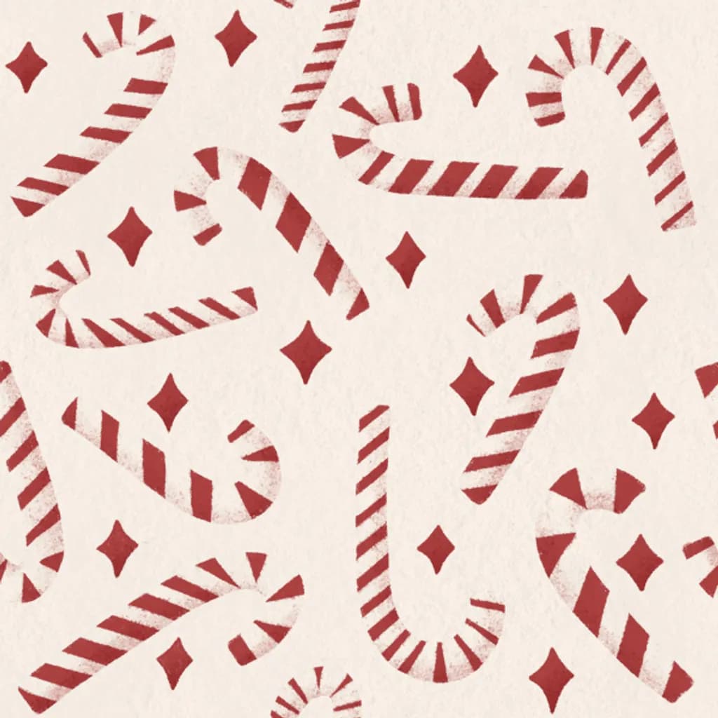 Hand-Stamped Peppermint Parade on a Soft Neutral Tile