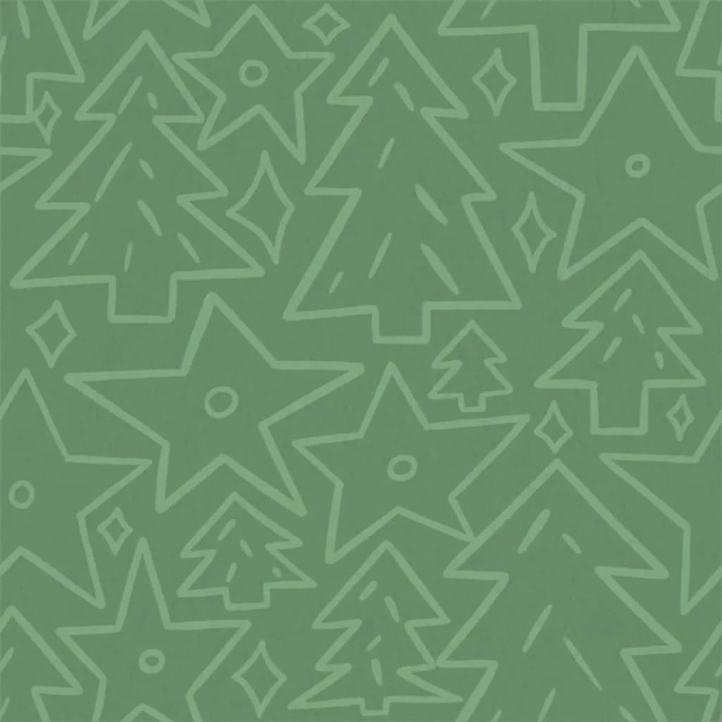 Minimalist Trees and Stars in Muted Green