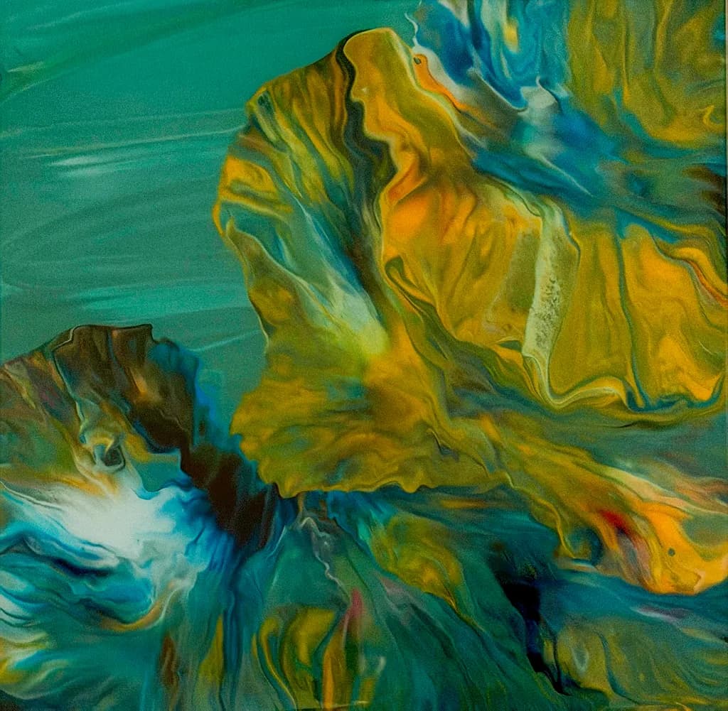 Golden Teal Petals