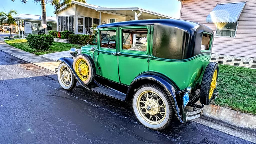 Vintage Green Sedan