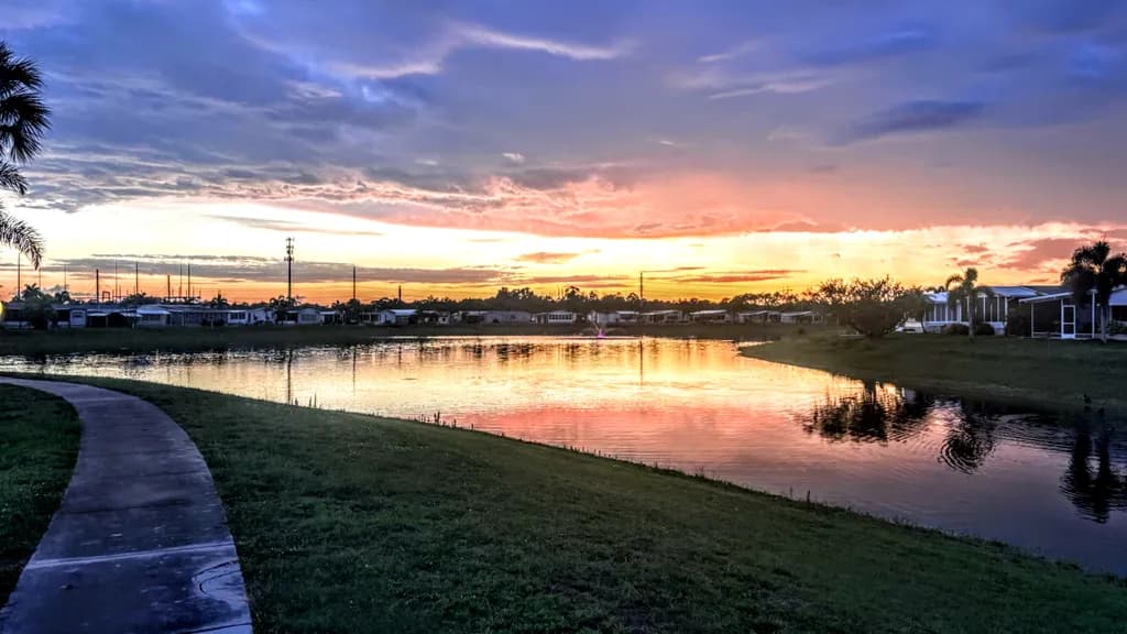 Lake Horizon Sunset Reflection