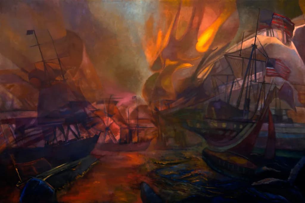 Whispers of the Sea: A Dance of Ships and Flames