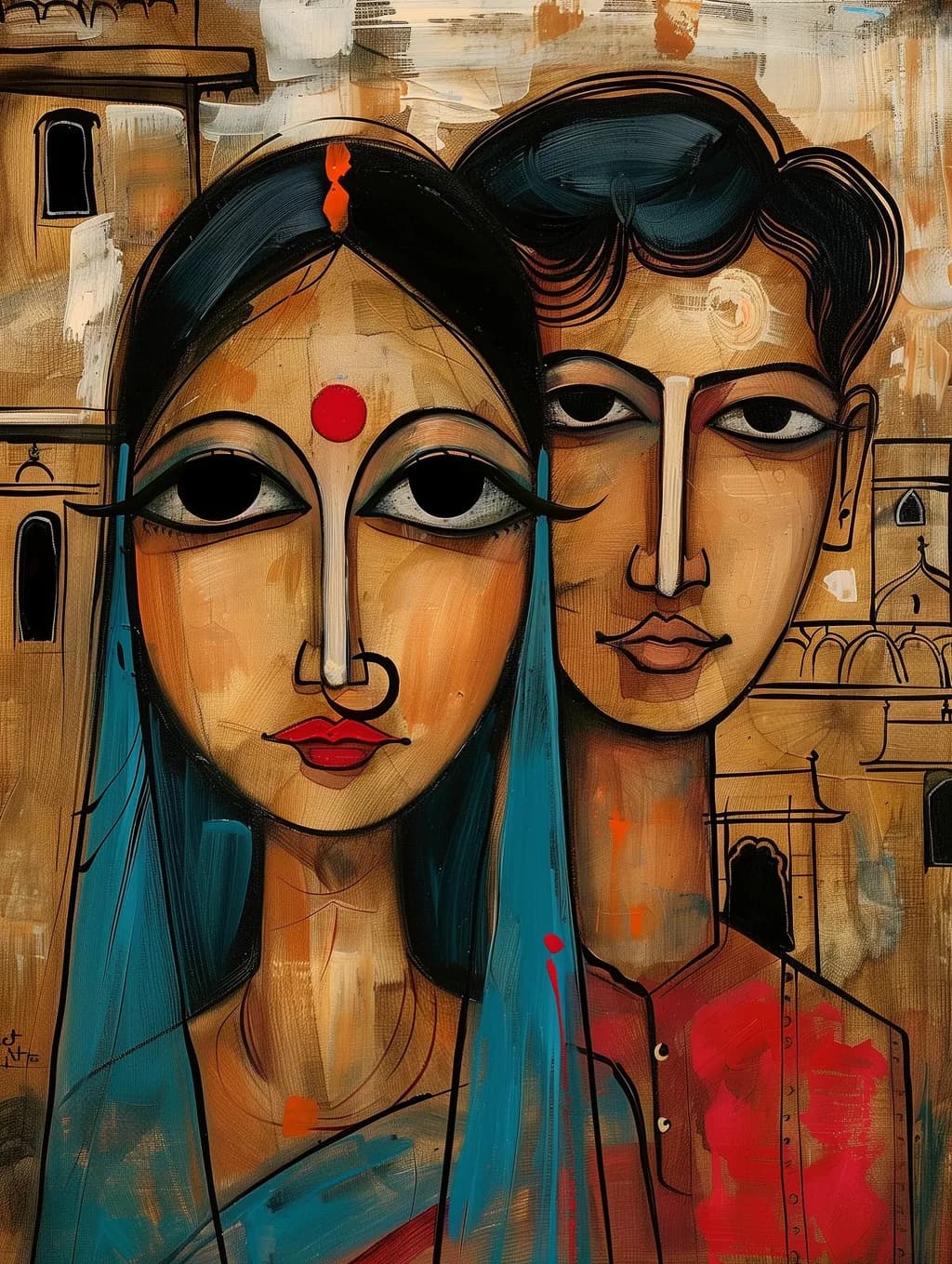 Eternal Connection: A Portrait of Love and Tradition in Vibrant Hues