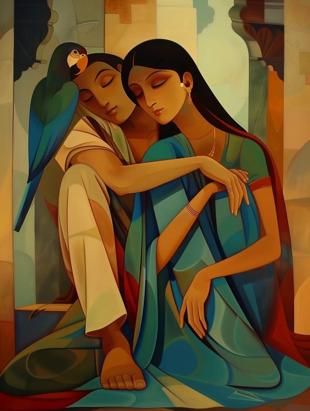 Embrace of Serenity: A Colorful Journey Through Love and Connection