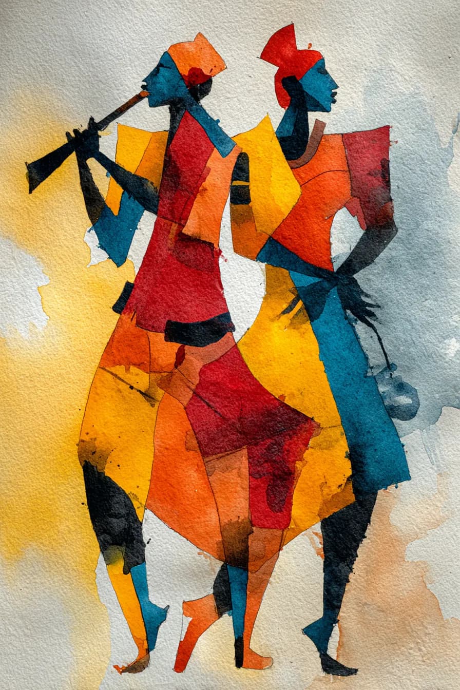Rhythms of Color: A Dance of Abstract Expression in Watercolor Art