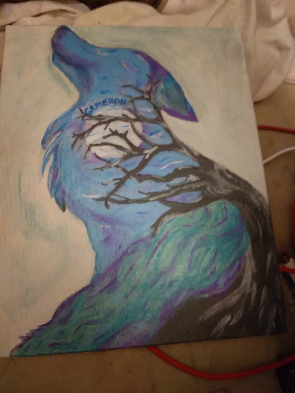 Blue Wolf with Branches
