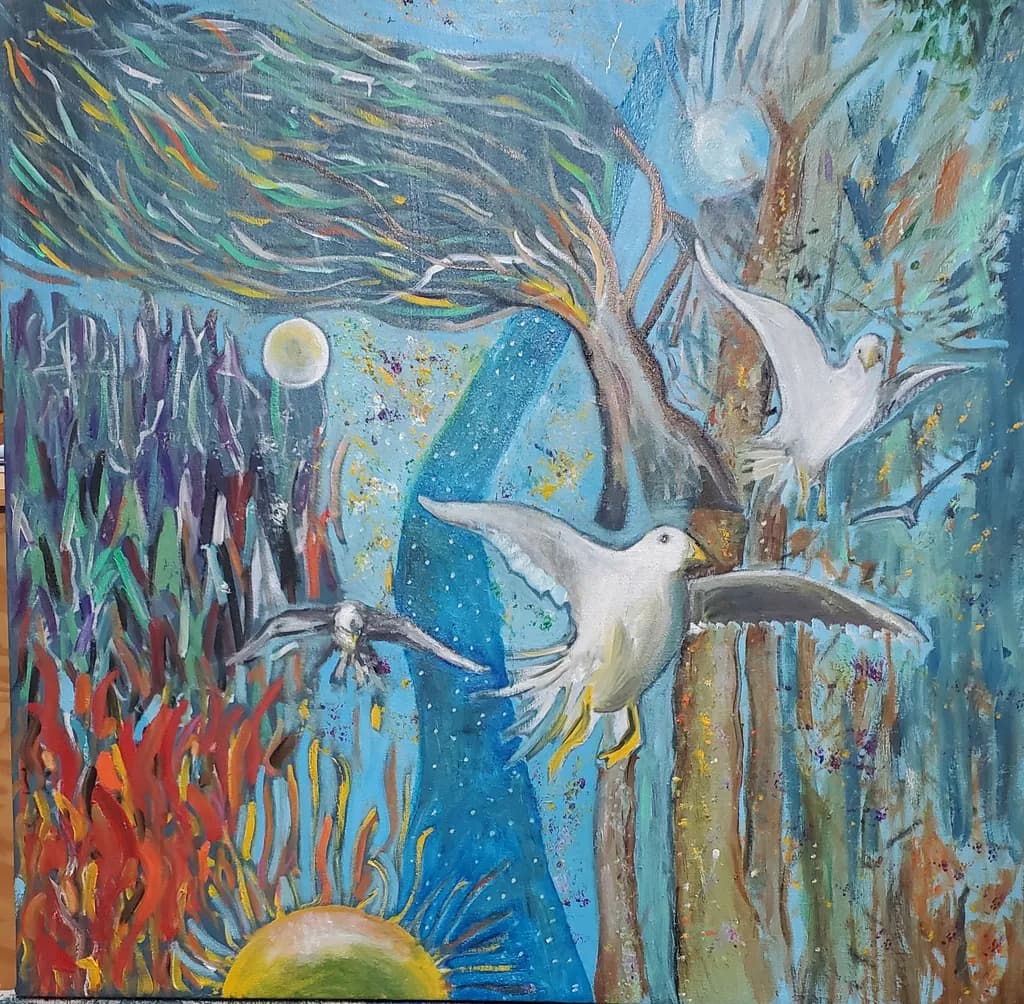 Flying Doves and Sunlight