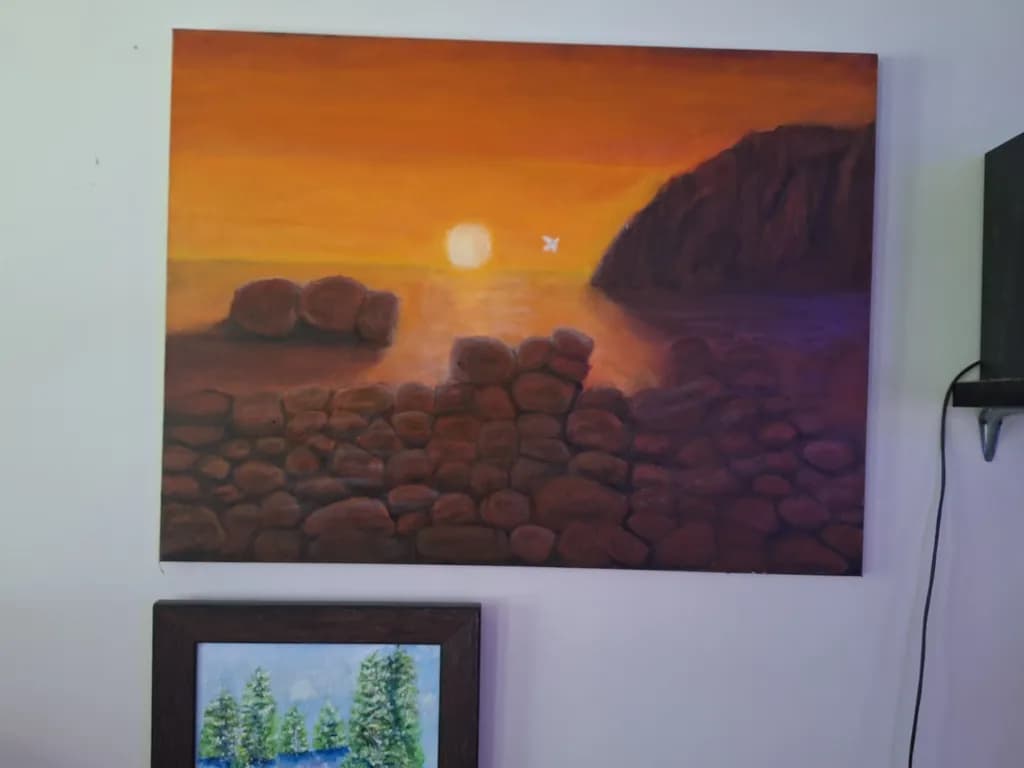 Sunset Over Rocky Shore