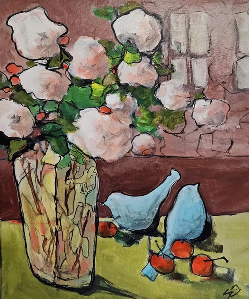 Cotton Blossoms and Bluebirds
