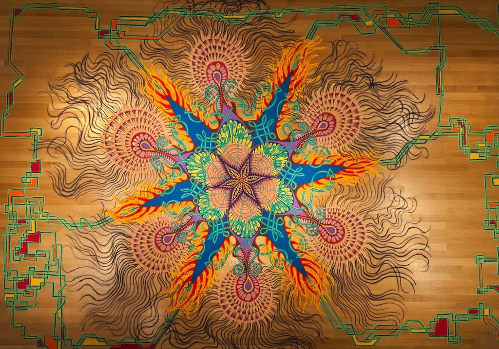 Vibrant Geometric Harmony: A Colorful Abstract Journey Through Patterns and Shapes