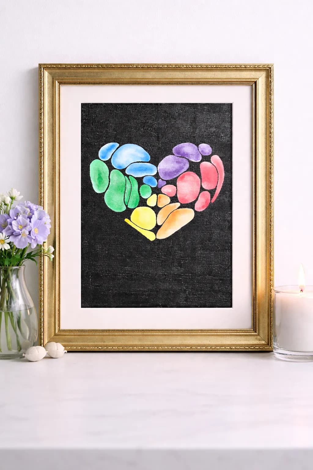 Rainbow Mosaic Heart