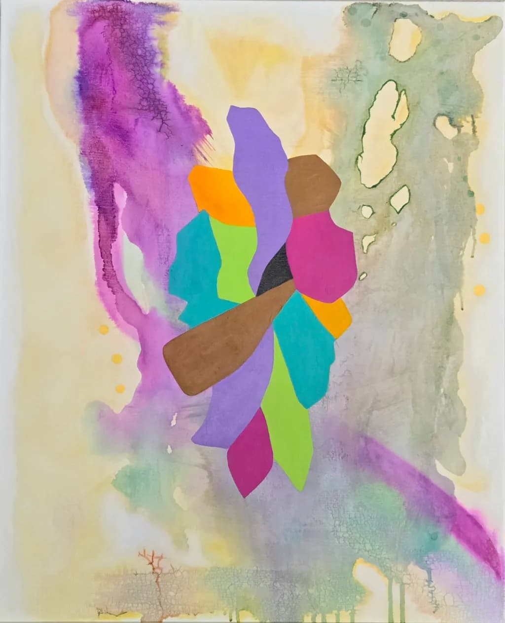 Vibrant Whispers: A Dance of Color and Form in Mixed Media Art