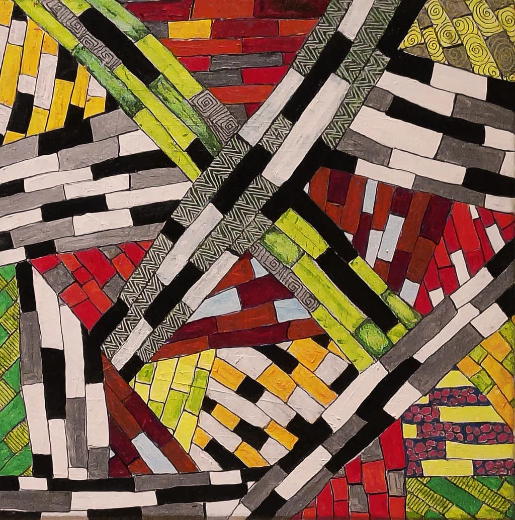 Vibrant Mosaic Symphony: A Dance of Color and Pattern in Abstract Art