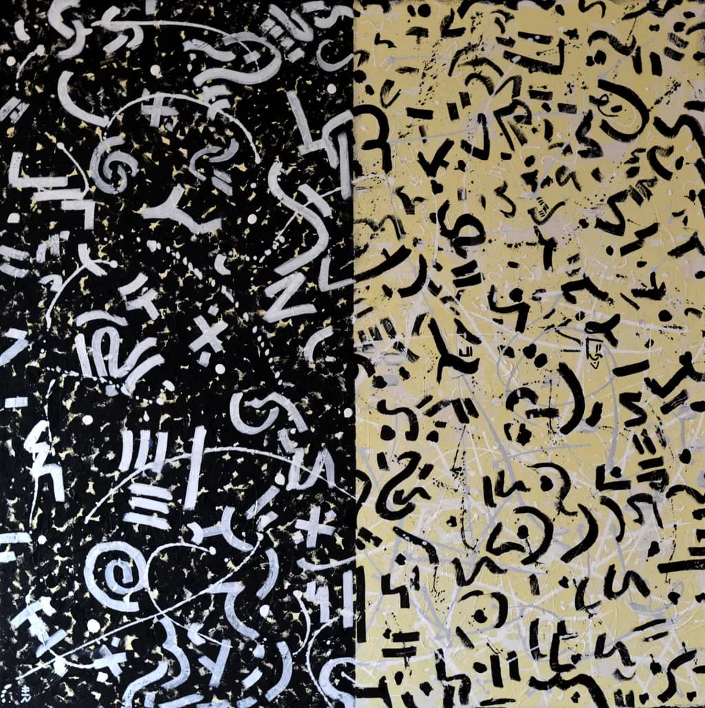 Monochrome Chaos: An Expressive Dance of Textures and Contrast