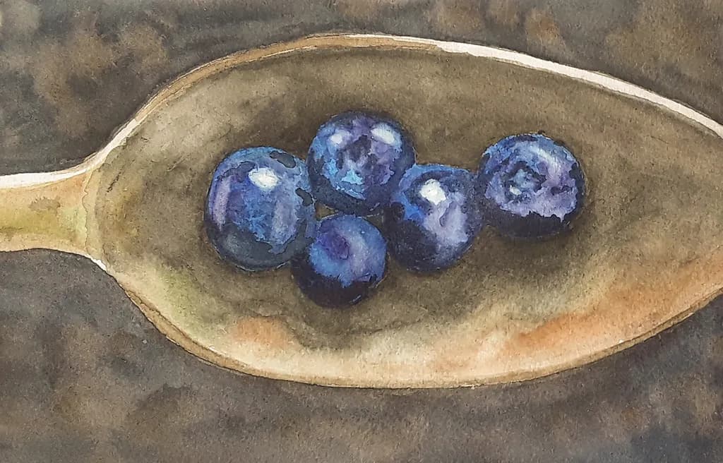 Blueberries on Spoon