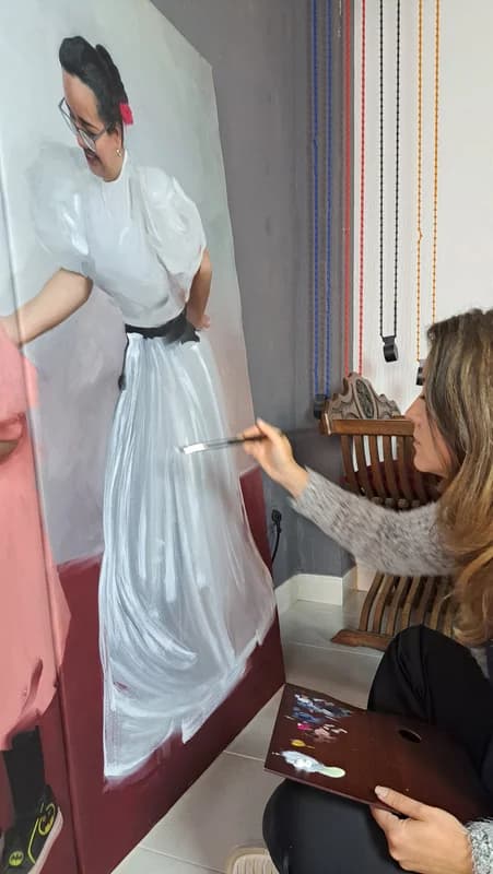 Pintando la obra Amor