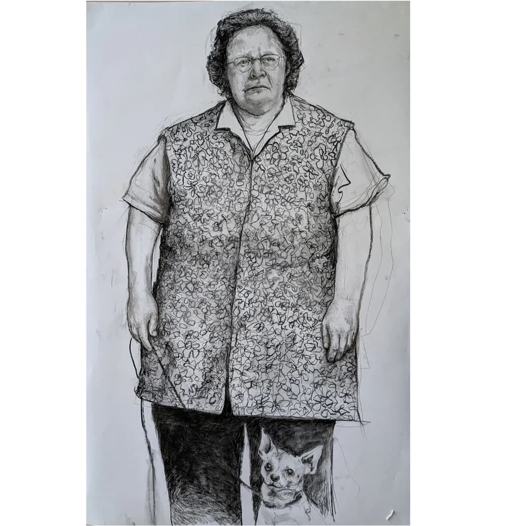 Charcoal Portrait with Dog