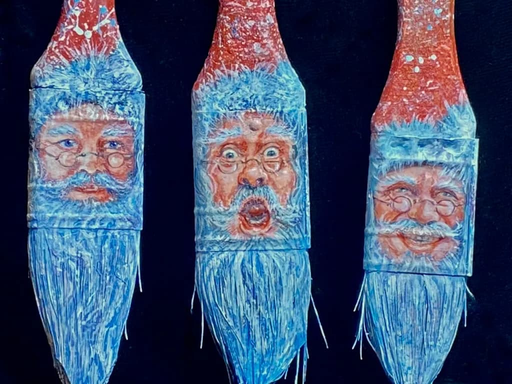 Whimsical Santas on Brushes