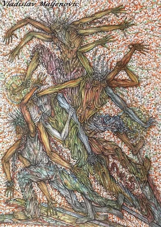 Whispers of Entangled Souls: A Dance of Color and Form