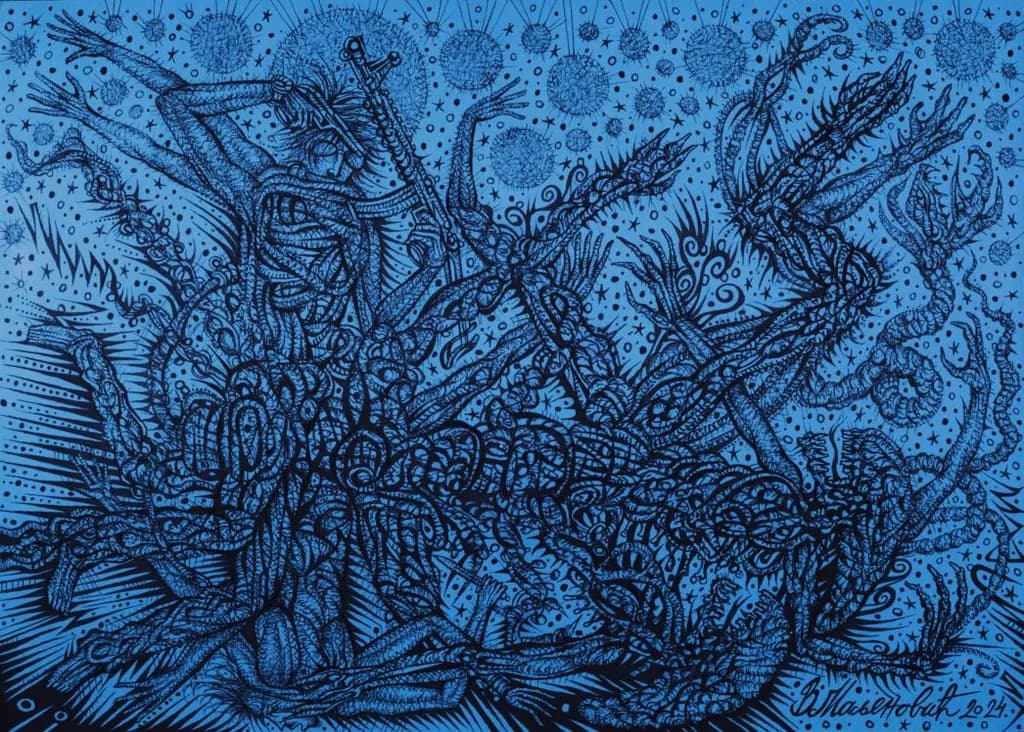 Ethereal Entanglement: A Dance of Cosmic Forms and Fluid Lines