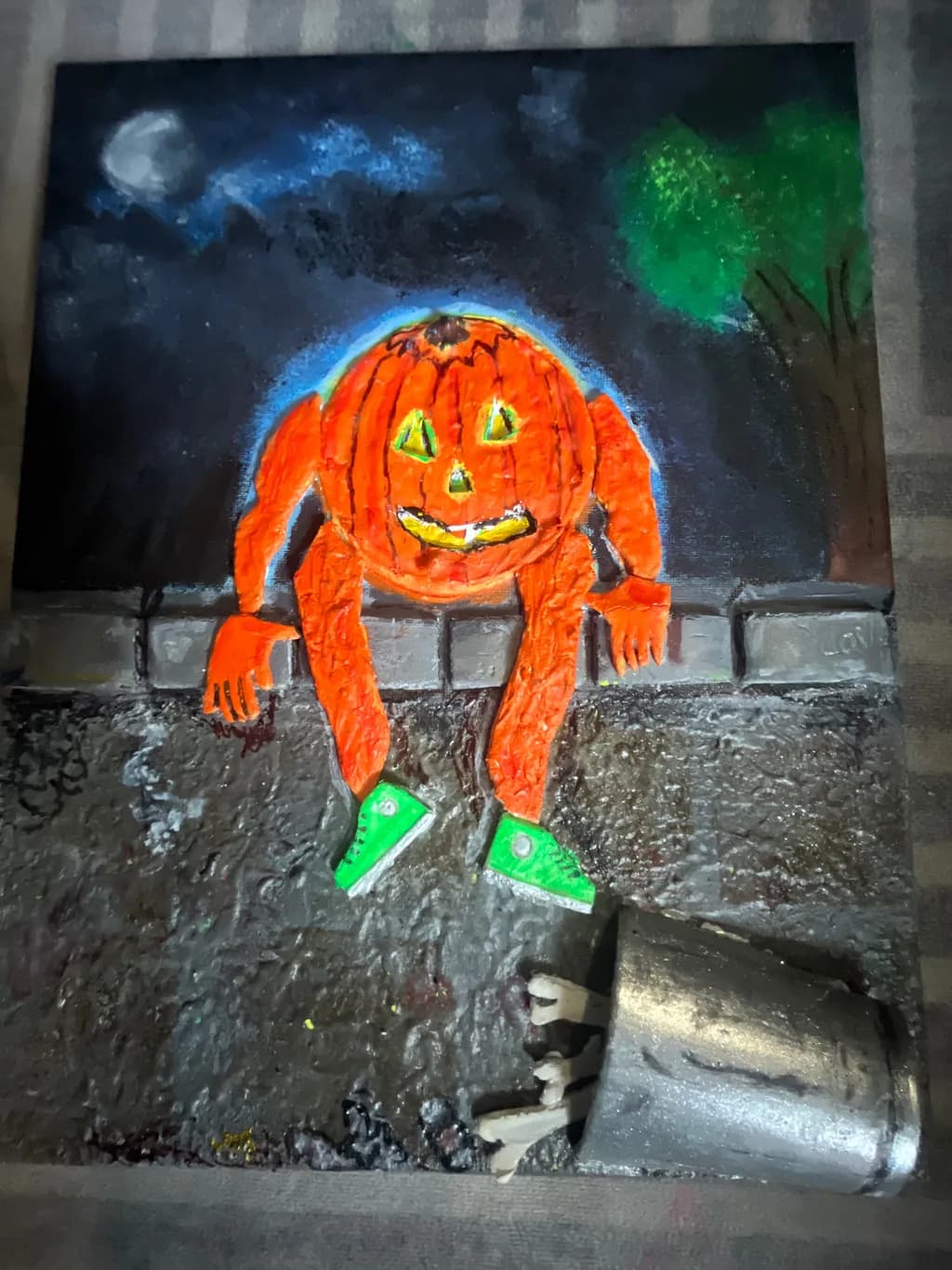 Pumpkin Figure at Night